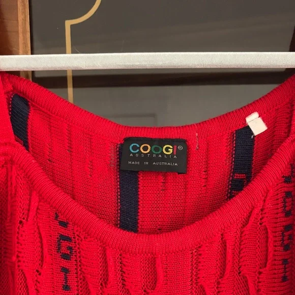 Vintage Coogi Brand 90’s Red Spaghetti Strap Knit Dress Women's - Picture 2 of 8